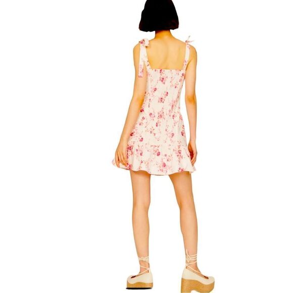 Louna Pink Floral Mini Dress Size Medium - Picture 3 of 8